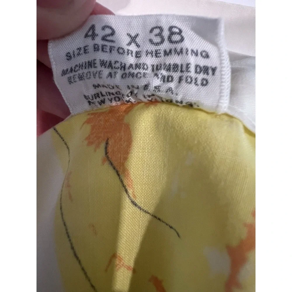 VERA NEUMANN Yellow Floral Tulip Print VTG Pillowcase By Burlington-Made In USA-